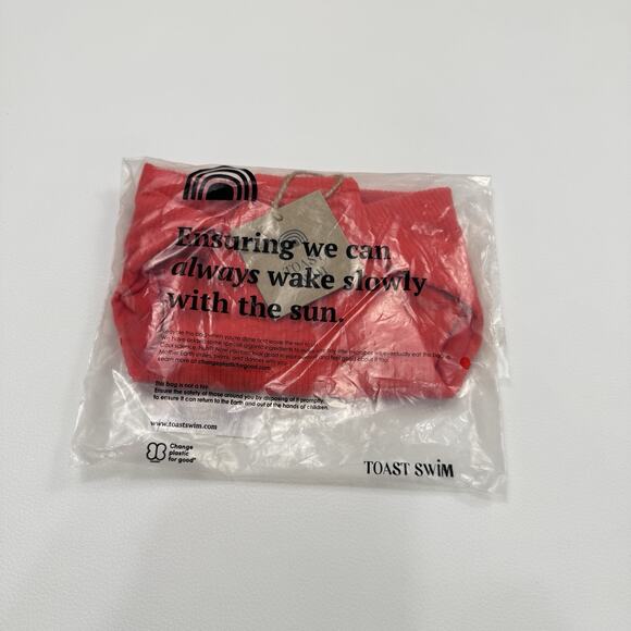 Free People x Toast Signature Stitch Ribbed Bikini Bottom Size XL Fire‎ Coral - Picture 6 of 7